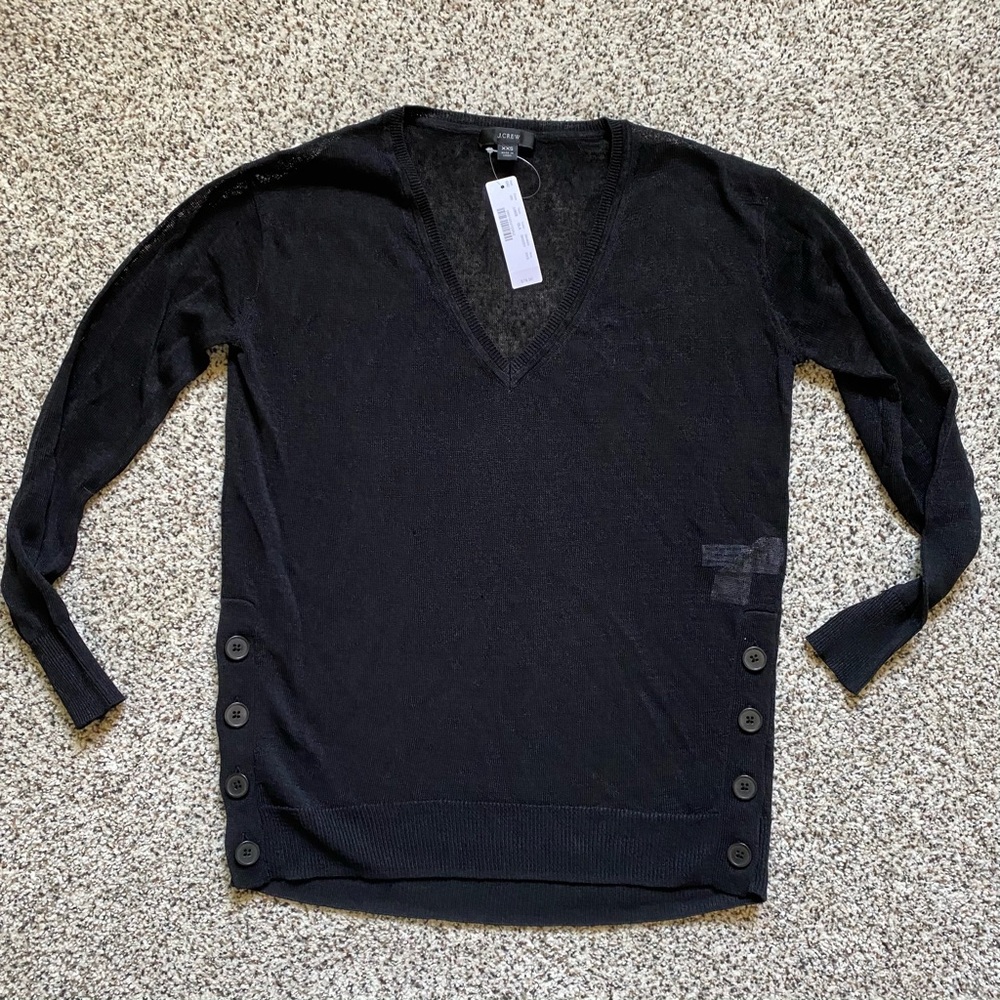 Jcrew sweater with side buttons in linen XXS